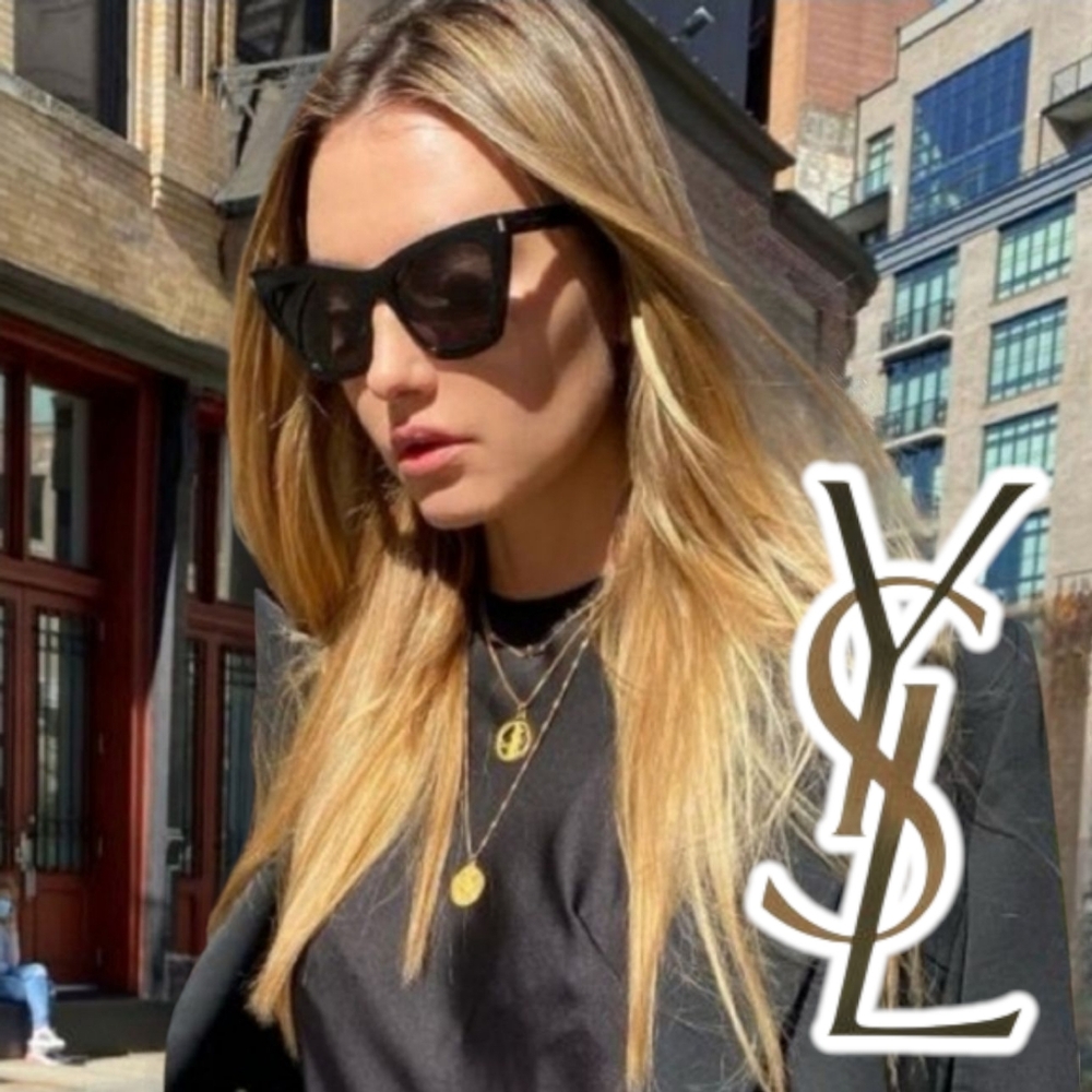 YSL TORTOISESHELL SILVER LOGO SUNGLASSES